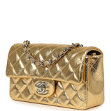 Chanel Mini Classic Rectangular Flap Bag Gold Metallic Crumpled Calfskin Silver Hardware - Thumbnail View 5