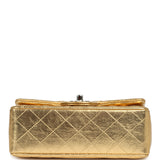 Chanel Mini Classic Rectangular Flap Bag Gold Metallic Crumpled Calfskin Silver Hardware - Thumbnail View 6