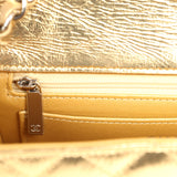 Chanel Mini Classic Rectangular Flap Bag Gold Metallic Crumpled Calfskin Silver Hardware - Thumbnail View 8