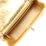 Chanel Mini Classic Rectangular Flap Bag Gold Metallic Crumpled Calfskin Silver Hardware - Thumbnail View 10