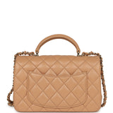 Chanel Mini Classic Rectangular Top Handle Flap Bag Beige Lambskin Light Gold Hardware - Thumbnail View 4