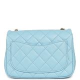 Chanel Mini Square Pearl Crush Flap Light Blue Lambskin Antique Gold Hardware - Thumbnail View 4