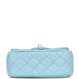 Chanel Mini Square Pearl Crush Flap Light Blue Lambskin Antique Gold Hardware - Thumbnail View 6