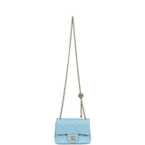 Chanel Mini Square Pearl Crush Flap Light Blue Lambskin Antique Gold Hardware - Thumbnail View 7
