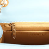 Chanel Mini Square Pearl Crush Flap Light Blue Lambskin Antique Gold Hardware - Thumbnail View 10