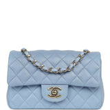 Chanel Mini Rectangular Flap Bag Light Blue Lambskin Light Gold Hardware - Thumbnail View 1