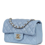 Chanel Mini Rectangular Flap Bag Light Blue Lambskin Light Gold Hardware - Thumbnail View 5