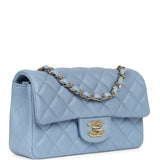 Chanel Mini Rectangular Flap Bag Light Blue Lambskin Light Gold Hardware - Thumbnail View 2