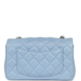 Chanel Mini Rectangular Flap Bag Light Blue Lambskin Light Gold Hardware - Thumbnail View 4