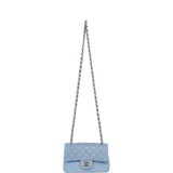 Chanel Mini Rectangular Flap Bag Light Blue Lambskin Light Gold Hardware - Thumbnail View 7