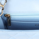Chanel Mini Rectangular Flap Bag Light Blue Lambskin Light Gold Hardware - Thumbnail View 8