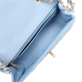 Chanel Mini Rectangular Flap Bag Light Blue Lambskin Light Gold Hardware - Thumbnail View 10