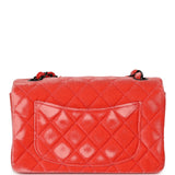 Pre-owned Chanel Mini Classic Rectangular Flap Bag Coral Velvet Black Hardware - Thumbnail View 4