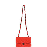 Pre-owned Chanel Mini Classic Rectangular Flap Bag Coral Velvet Black Hardware - Thumbnail View 7
