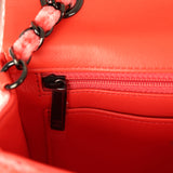 Pre-owned Chanel Mini Classic Rectangular Flap Bag Coral Velvet Black Hardware - Thumbnail View 10