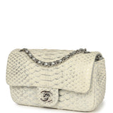 Pre-owned Chanel Extra Mini Classic Flap Bag White, Silver Lamé Python Silver Hardware - Thumbnail View 5