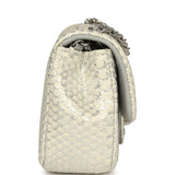 Pre-owned Chanel Extra Mini Classic Flap Bag White, Silver Lamé Python Silver Hardware - Thumbnail View 3
