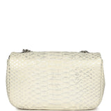 Pre-owned Chanel Extra Mini Classic Flap Bag White, Silver Lamé Python Silver Hardware - Thumbnail View 4