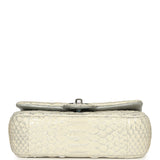 Pre-owned Chanel Extra Mini Classic Flap Bag White, Silver Lamé Python Silver Hardware - Thumbnail View 6