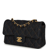 Chanel Mini Classic Rectangular Flap Bag Dark Blue Denim Brushed Gold Hardware - Thumbnail View 5