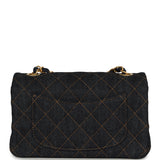 Chanel Mini Classic Rectangular Flap Bag Dark Blue Denim Brushed Gold Hardware - Thumbnail View 4