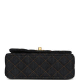 Chanel Mini Classic Rectangular Flap Bag Dark Blue Denim Brushed Gold Hardware - Thumbnail View 6