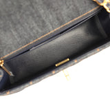 Chanel Mini Classic Rectangular Flap Bag Dark Blue Denim Brushed Gold Hardware - Thumbnail View 8