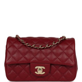 Chanel Mini Classic Rectangular Flap Bag Burgundy Lambskin Light Gold Hardware - Thumbnail View 1