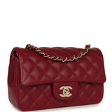 Chanel Mini Classic Rectangular Flap Bag Burgundy Lambskin Light Gold Hardware - Thumbnail View 2