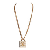 Chanel Gold Tone and Resin CC Square Pendant Necklace