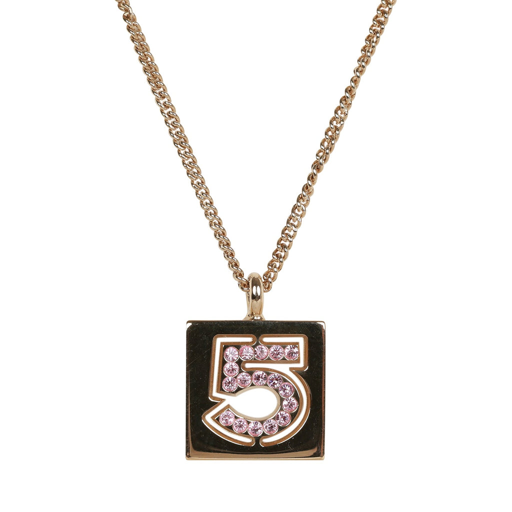 Chanel 2023 Faux Pearl & Strass Africa Map Pendant Necklace - Gold