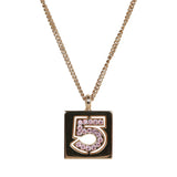 Vintage Chanel Vintage Pink No.5 Rhinestone Pendant Gold Necklace
