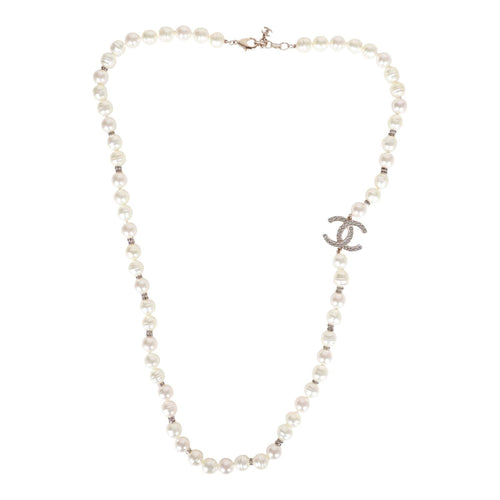CHANEL, Jewelry, Chanel Vintage Clear Gripoix And Faux Pearl Necklace  Long Necklace