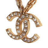 Vintage Chanel Gold CC Faux Crystal Pendant Necklace