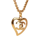 Vintage Chanel Gold CC Heart Pendant Necklace