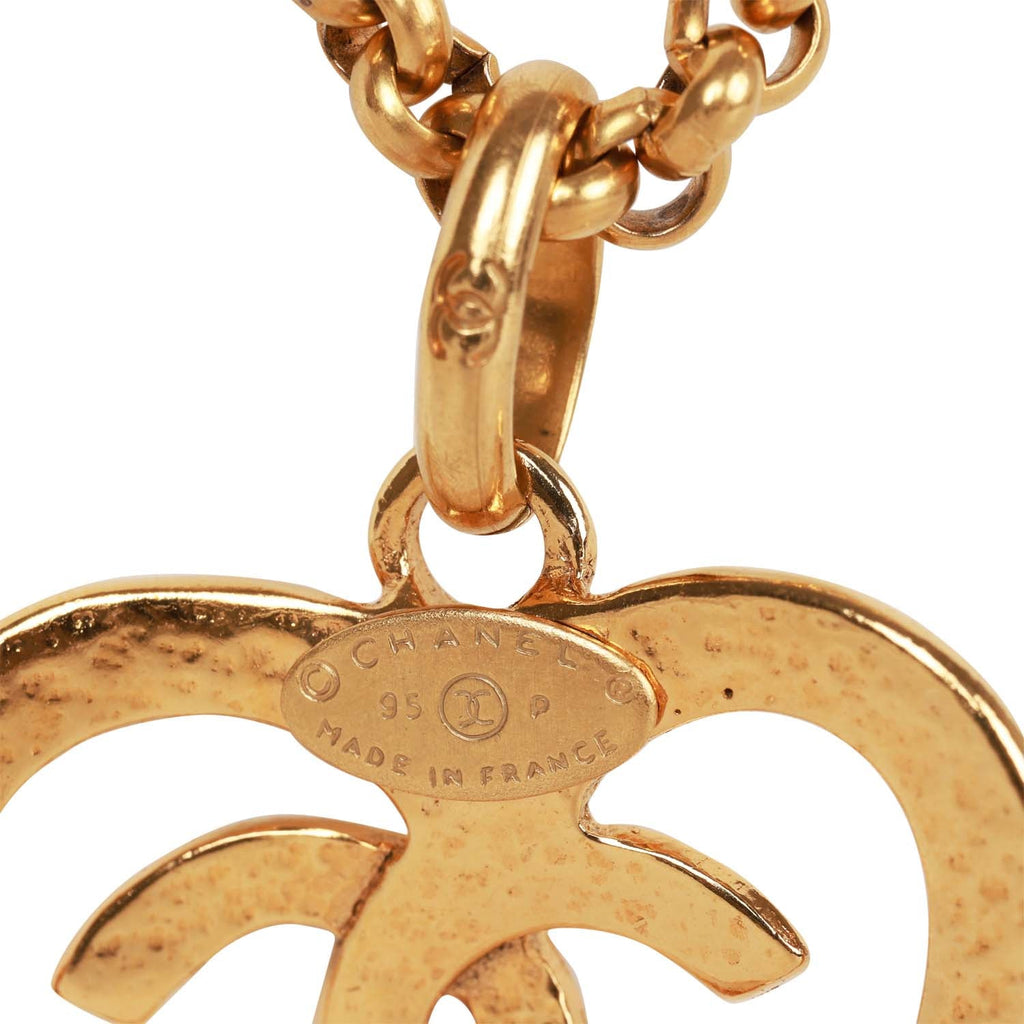 Vintage Chanel Gold CC Heart Pendant Necklace