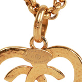 Vintage Chanel Gold CC Heart Pendant Necklace