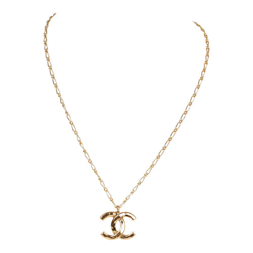 Vintage Chanel Gold CC Logo Pendant Necklace