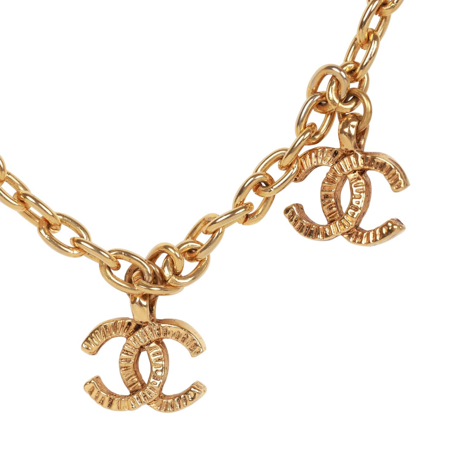 Channel Charms Vintage Chanel 24K Gold Plated Multi Charm CC Logo Necklace
