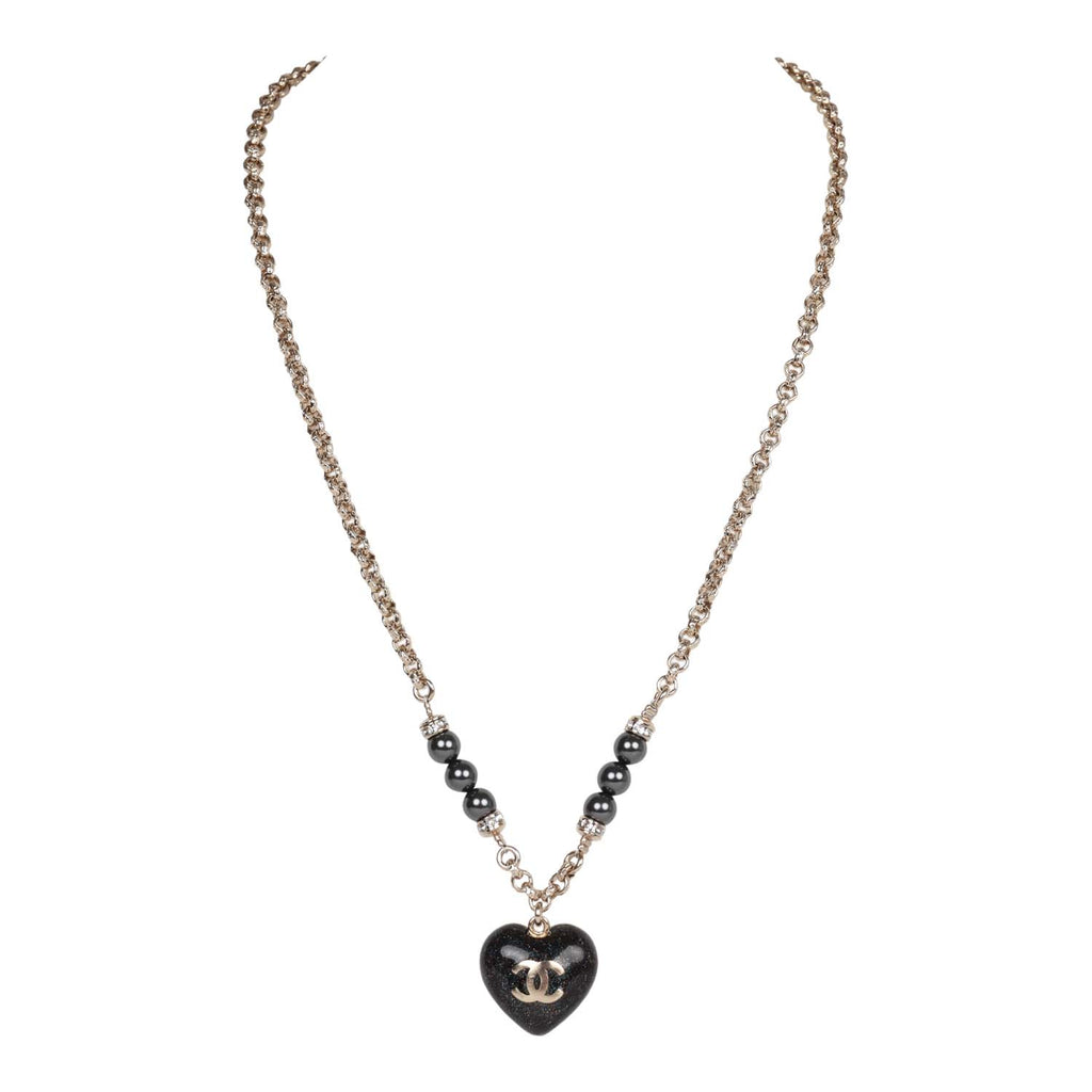 Chanel Heart Enamel and CC Charm Necklace