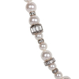 Chanel Faux Pearl and Crystal Silver CC Pendant Necklace