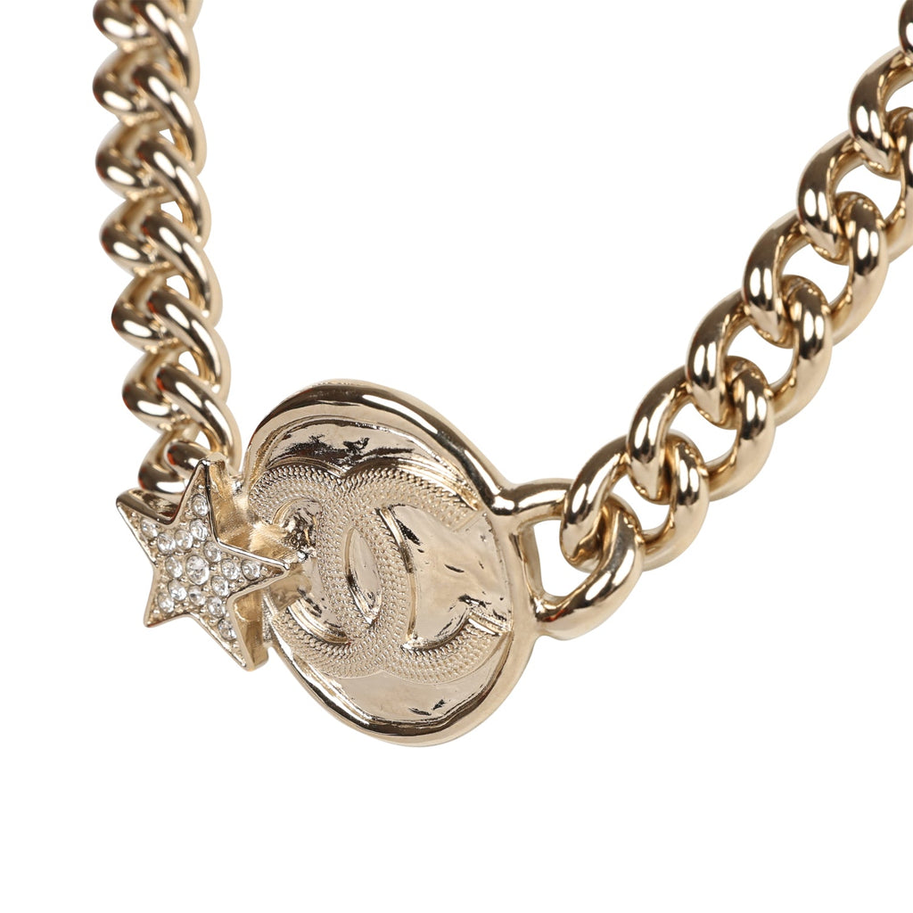 Chanel Small Gold-Tone CC Logo Necklace