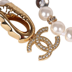 Chanel Long Pearl Belt with Clear Gripoix, Strass, and Gold