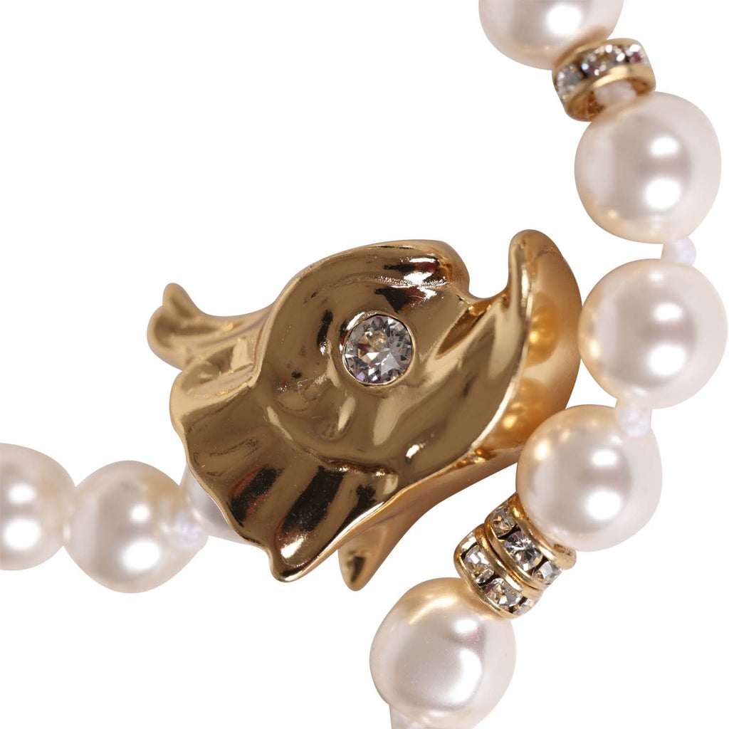 Chain belt - Metal & glass pearls, gold, pearly black & pearly white —  Fashion
