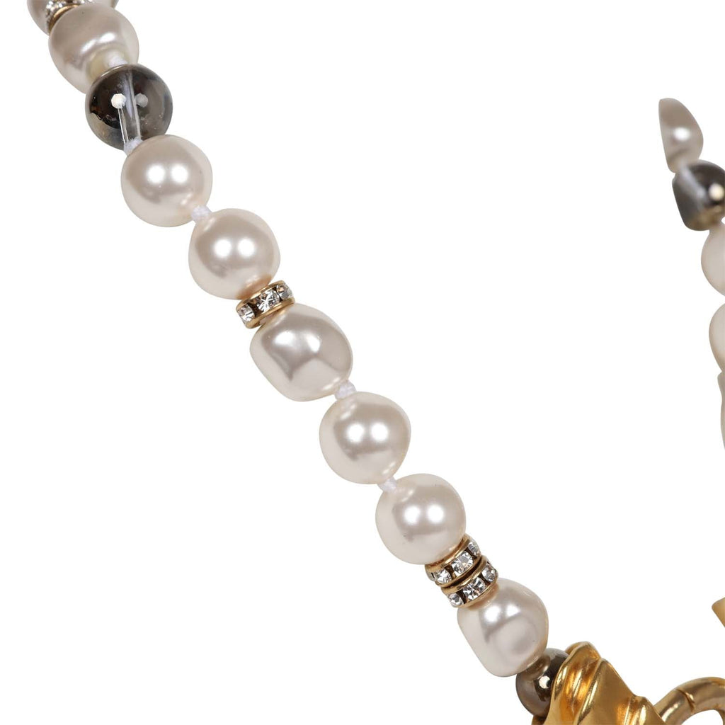 Chanel Silver Price Dropped Faux Pearl Crystal 3 Cc Long Necklace - Tradesy