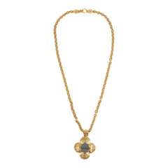Vintage Chanel 24K Gold Plated Grapevine Mirror Pendant Necklace