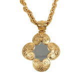 Vintage Chanel 24K Gold Plated Grapevine Mirror Pendant Necklace