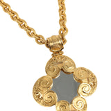 Vintage Chanel 24K Gold Plated Grapevine Mirror Pendant Necklace