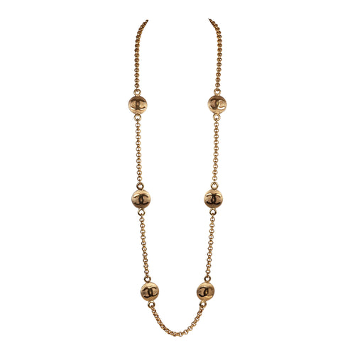 Vintage Chanel Medallion Cable Chain Gold Metal Necklace