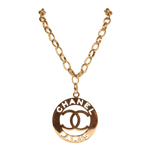 Vintage Chanel 24K Gold Plated CC Paris Jumbo Medallion